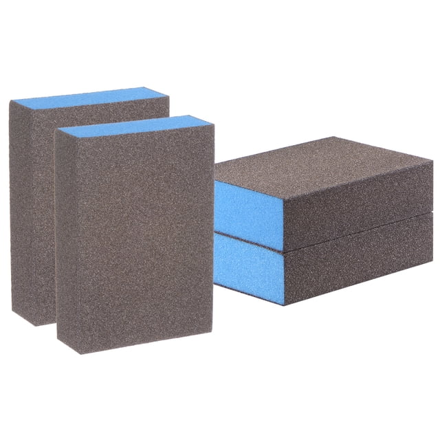 Unique Bargains 4pcs Sanding Sponge Blocks 400 Grits Sanding Block, 100x70x25mm, Brown&Blue