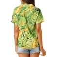 thumbnail image 3 of INSPIRE CHIC Women's Shirts Hawaiian Short Sleeve Tropical Floral Button Down Tops S Green, 3 of 7