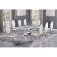 thumbnail image 2 of Silver Stainless Steel 9 Piece Dining Set with Marble Table and White Chairs, 2 of 4