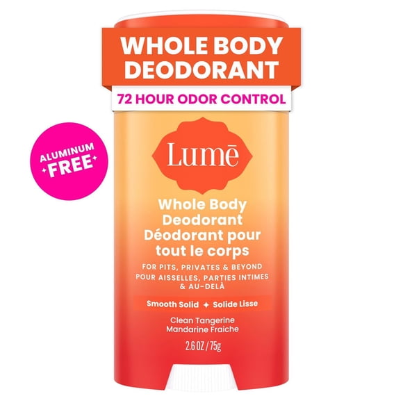 Déodorant féminin Lume pour Tout le Corps - Stick Solide Doux - Sans Aluminium - Parfum Mandarine Fraîche, 74g