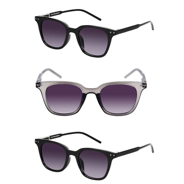 "The Modish" Womens Fashion Reading Sunglasses – Full Lens Reader, UV Protection, Stylish & Comfortable (3 Pack) - Jet/Crystal Slate - 2.50