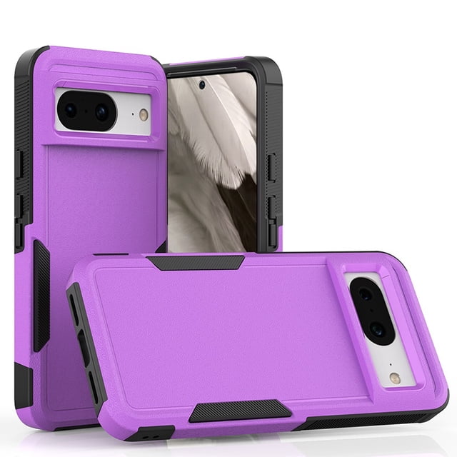 Google Pixel 8 Étui Rigide par Phonesmart, Offrant une protection à Double Couche avec un Dos en PC Solide et un Pare-Chocs en TPU Souple à Fini Violet. l'Étui Comprend Quatre Coins de Coussin Gonflable Antichute, des Bords Surélevés pour la protection de l'Écran et de la Caméra, et des Découpes Précises pour un Accès Facile à Toutes les Fonctionnalités. Conçu pour l'Absorption des Chocs et la Durabilité, Il Assure une protection Intégrale contre les Chutes et les collisions Involontaires.
