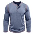 thumbnail image 2 of RXIRUCGD Chemise Décontractée pour Homme à Couleur Unie, Boutonnée, à Col Rond, à Manches Longues, Bleu, Taille : 2TG, 2 of 9