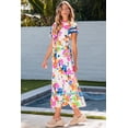 thumbnail image 4 of FOLUNSI Floral Maxi Dress: Chic Ricrac Sleeves, Elegance at Buttoned Charm, 4 of 8