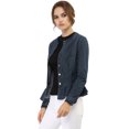 thumbnail image 4 of INSPIRE CHIC Women's Round Neck Collarless Button Down Peplum Denim Jacket, 4 of 6