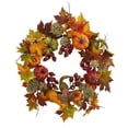 thumbnail image 1 of Nearly Natural 4163 24 in. Pumpkin, Gourd, Berry & Maple Leaf Wreath, 1 of 3