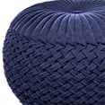 thumbnail image 4 of Grafton Transitional Round Pouf in Dark Blue Velvet Fabric, 4 of 8
