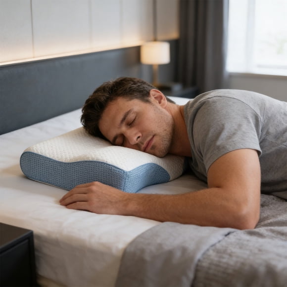 Cervical Foam Pillow Ergonomic Neck Support,Memory Foam Pressure Relief Design,Shoulder Spine Alignment Comfort Sleep,Orthopedic Pain Relief Neck Pillow,Removable Washable Cover Breathable Use