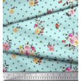 thumbnail image 2 of Soimoi Green Poly Georgette Fabric Leaves,Small Circle & Floral Printed Fabric 1 Yard 52 Inch Wide, 2 of 3