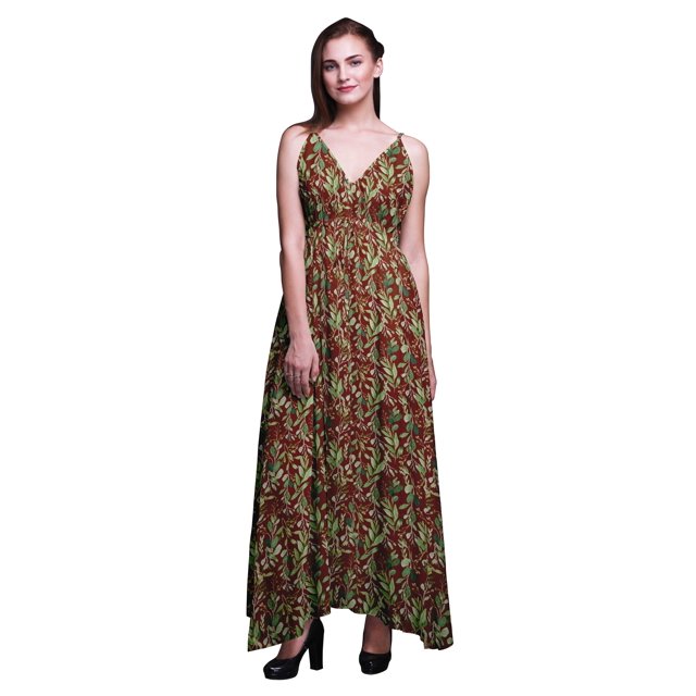 Bimba Robe Longue à Imprimé Floral pour Femmes, Bretelles Spaghetti, Col en V, Maxi, Tenue de Plage - Xxx-Grand