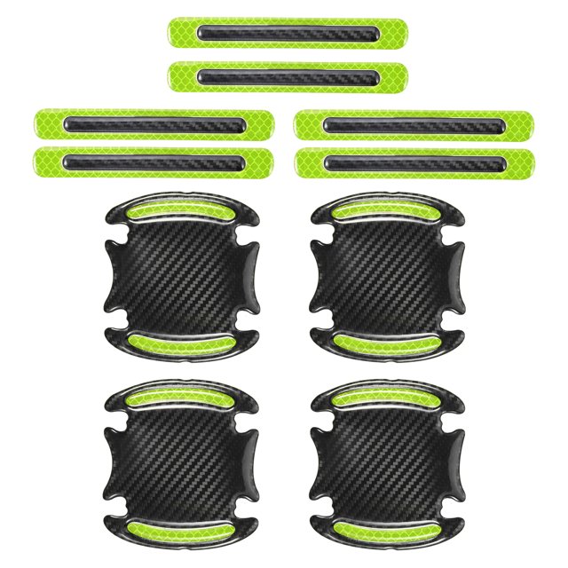 Unique Bargains 10Pcs Car Door Handle Protector Carbon Fiber Reflective Sticker Door Handle Protective Film Decals Green