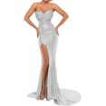 thumbnail image 1 of BEAUTBRIDE Women's Mermaid Evening Dress With Slit Sequins Prom Gown, 1 of 7