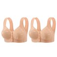 thumbnail image 1 of Yuzhih 2 Pack Full Coverage Wireless Bras for Women No Underwire Compression Front Closure Comfort Bra with Support, 1 of 2
