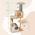 thumbnail image 3 of Gymax Wood Cat Tree w/Dual Cat Condos Sturdy Metal Tubes Frame Sisal Scratching Posts, 3 of 10