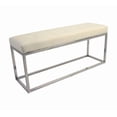 thumbnail image 2 of White Velvet Upholstered bench with stainless stain base., 2 of 2