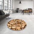 thumbnail image 4 of Ahgly Tapis Rond Lavable en Machine Intérieur Transitionnel Jaune Orange, 5 Pieds Rond, 4 of 7