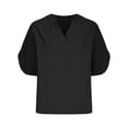 thumbnail image 1 of Ashirexll Hauts pour Femmes Tendance, Haut Décontracté Uni à Manches Courtes et Col en V, 1 of 6