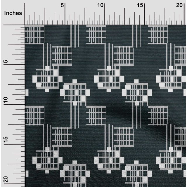 oneOone Polyester Lycra Fabric Geometric Kasuri Decor Fabric Printed BTY 56 Inch Wide