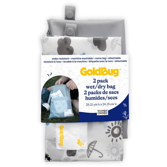 GoldBug Sacs Humide/sec, Essentiels pour la Garderie, Sacs Résistants à l'Eau pour Bébé, Imprimé Nuages Unisexe