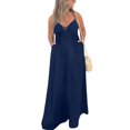 thumbnail image 1 of Innerwin Combinaison Longue Col en V Profond Femmes Combinaisons Vacances Sans Manches Décontracté Pantalon Large Bleu 4TG, 1 of 2