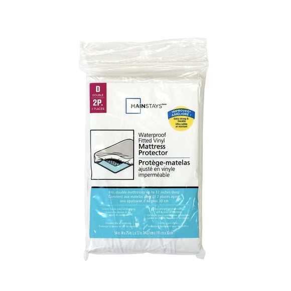 Mainstays Fitted Vinyl Mattress Protector -Twin Size, Double Size, Queen Size
