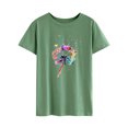 thumbnail image 3 of MY Women Short Sleeve Colorful Dandelion Print Crew Neck Plain Tee Shirt, 3 of 6