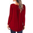 thumbnail image 3 of Timegard Tops for Women Ruched Notched V-Neck Long Sleeve Button Blouse Dressy Casual Tunic Tops, 3 of 5