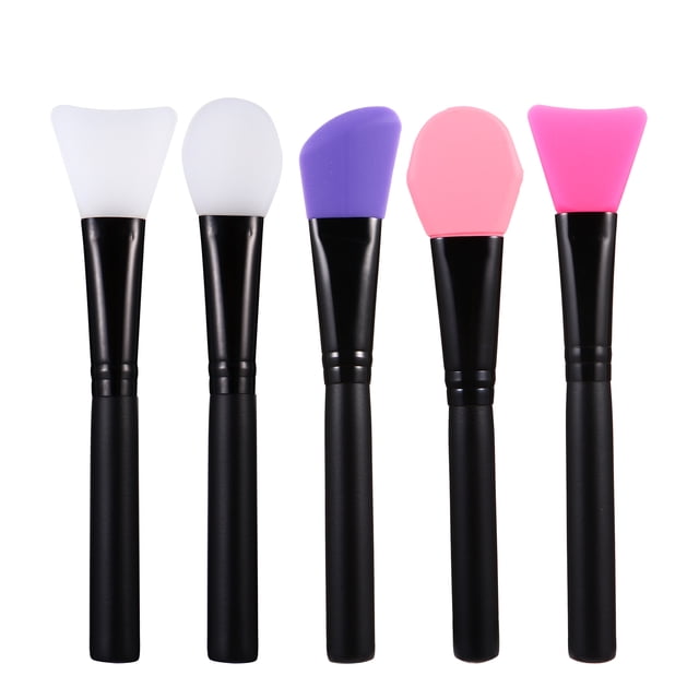 TEHAUX 5pcs Flexible Mask Applicator Brush for Facial Care with Rectangular Handle for Professional Use