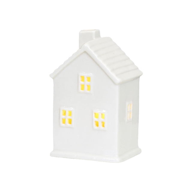 White Ceramic LED House | Christmas Village Light Up Festive House Ornament