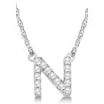 thumbnail image 1 of Petite Pave Diamond Initial Pendant Necklace 14k White Gold, 1 of 1