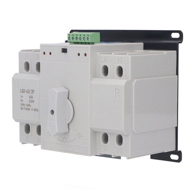 Interrupteur de Transfert de Puissance Double, AC230V 63A 2P Commutateur de Changement Automatique Commutateur de Transfert Automatique Élégant et Moderne