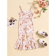 thumbnail image 3 of Gupgi Kid Baby Girl Floral Overalls Romper 1-5 Years Toddler Summer Bunny Print Jumpsuit Flared Pants, 3 of 4