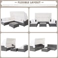 thumbnail image 4 of Gymax Ensemble de Mobilier de Patio en Rotin PE 6 Pcs avec Table en Verre Trempé et Auvent Rétractable, 4 of 10