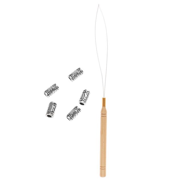 fastboy 5 Pcs Perles de Tressage de Cheveux Outil d'Extension de Cheveux + Décoration Crochet Tirage 3 1Set