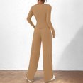 thumbnail image 4 of Timegard Womens Going out Sets 2 Piece Fall Casual Slim Long Sleeve Tops Wide Leg Pants Solid Color Sets, 4 of 7