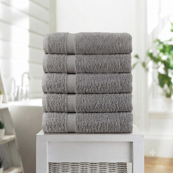 Buckingham Linens Jumbo Bath Towel Grey, 500 GSM Cotton Blend Soft Highly Absorbent Quick Dry Bathroom Towel for Home, Gym & Everyday Use