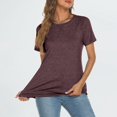 thumbnail image 4 of LUOGENLI T-shirts pour Femme pour Femmes Femmes Été Manches Courtes Léger Doux Col Rond T-Shirt Manches Courtes Hauts Vêtements T-shirts pour Femmes T-shirts Graphiques T-shirts d'Été Vêtements d'Été Rouge P, 4 of 9