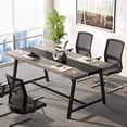 thumbnail image 3 of Vintage Wooden Conference Table, 6FT Rectangle Office Executive Desk with Strong Metal Frame for 6 People, 3 of 5