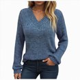 thumbnail image 1 of WUANDIXFA Hauts pour Femmes pour l'Automne Chandails à Manches Longues pour Femmes Tuniques à Col Rond Hauts Coupe Affaires Décontractée Automne Chandails Légers Vêtements Mode Bleu,P, 1 of 1