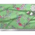 thumbnail image 2 of Soimoi Green Crepe Silk Fabric Insect,Rose & Wreath Flower Decor Fabric Printed BTY 42 Inch Wide, 2 of 3