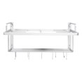 thumbnail image 4 of Microwave Rack Shelf, Wall Mounted Space Aluminum Double Layers Hanging Microwave Oven Rack Stand with 10 Hooks, Kitchen Storage Shelf Organizer Microwave Bracket Oven Rack Stand, 4 of 7