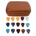 thumbnail image 2 of Guitar Pick Holder Case, Guitar Pick Bag Set Large Space EVA And Cloth  For Storage Brown With Strap, 2 of 8