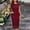 Wine, variant on Elvqul Summer Dresses for Women Zippered Midi Dress Crew Neck Blue Plain Lace Womens A-Line Dress Vacation