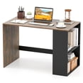 thumbnail image 1 of Gymax Computer Desk 44'' Home Office Desk w/ 2-Tier Bookshelf Study Writing Desk Rustic Brown & Black, 1 of 10