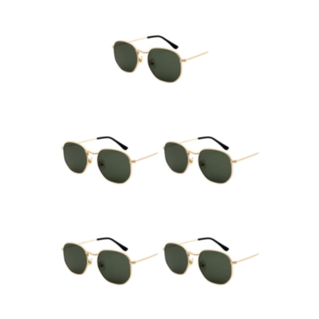 Redempat Fashionable Polarized Lens Small Frame Sun Glasses For Trendy Style gold blackish green 5Set