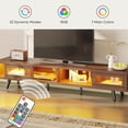 thumbnail image 3 of Bestier 70" Modern TV Stand for 80 inch TV with Storage and Sliding Glass Door, Walnut, 3 of 8