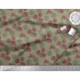 thumbnail image 2 of Soimoi Tissu en Voile de Coton Vert Imprimé Feuilles & Roses au Mètre 42 Pouces de Large, 2 of 3