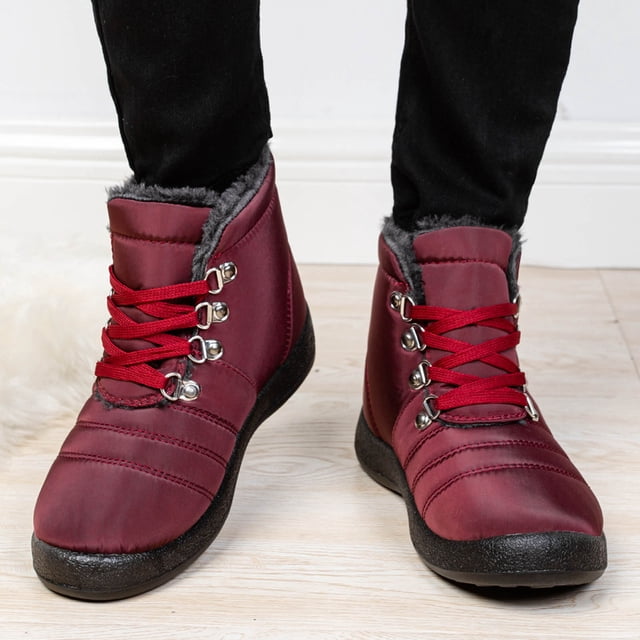 Bottes d'Hiver pour Femmes Nouvelles Chaussures de Randonnée d'Hiver Chaudes Bottes de Neige pour Femmes à Lacets Chaussures Décontractées pour Femmes Chaussures Femmes en Liquidation