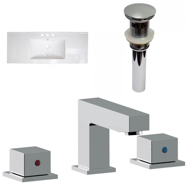 American Imaginations 39.75-in. W 3H8-in. Ceramic Top Set In White Color - Overflow Drain Incl. AI-32947