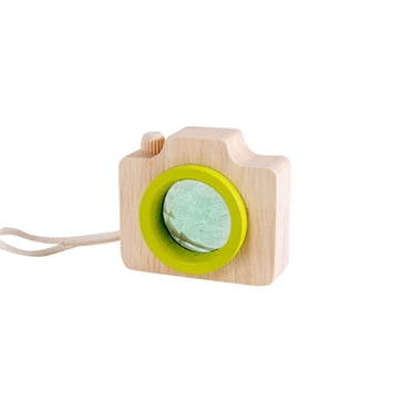 SIYTUAU Appareil Photo Jouet en Bois pour Enfants Kaléidoscope avec Objectif Vert Jeu d'Imitation Exploration Sensorielle Artisanat Fait Main Bois Vert B
